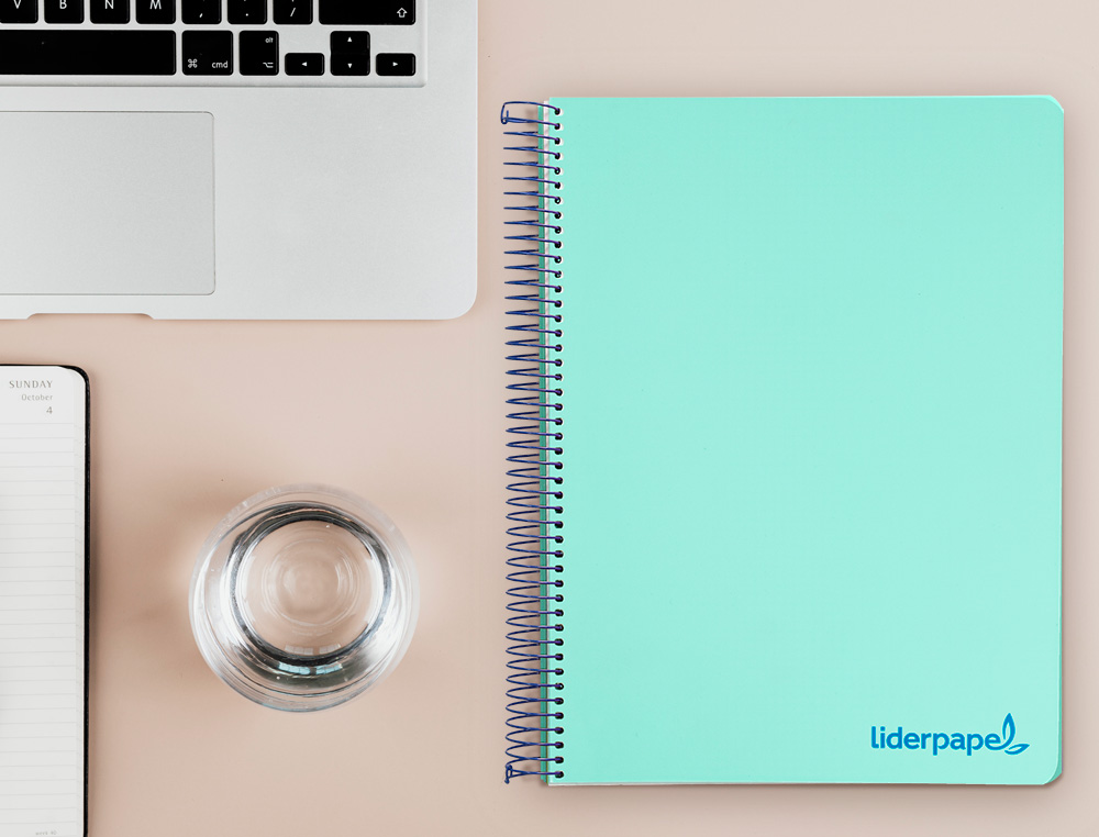 CADERNO ESPIRAL LIDERPAPEL WONDER MICRO DIN A4 CAPA PLASTICO 120 F 90 GR QUADRICULA 5 MM 5 BANDAS DE CORES 4 FUROS VERDE