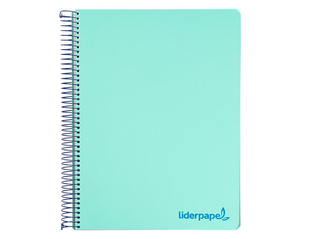 CADERNO ESPIRAL LIDERPAPEL WONDER MICRO DIN A4 CAPA PLASTICO 120 F 90 GR QUADRICULA 5 MM 5 BANDAS DE CORES 4 FUROS VERDE