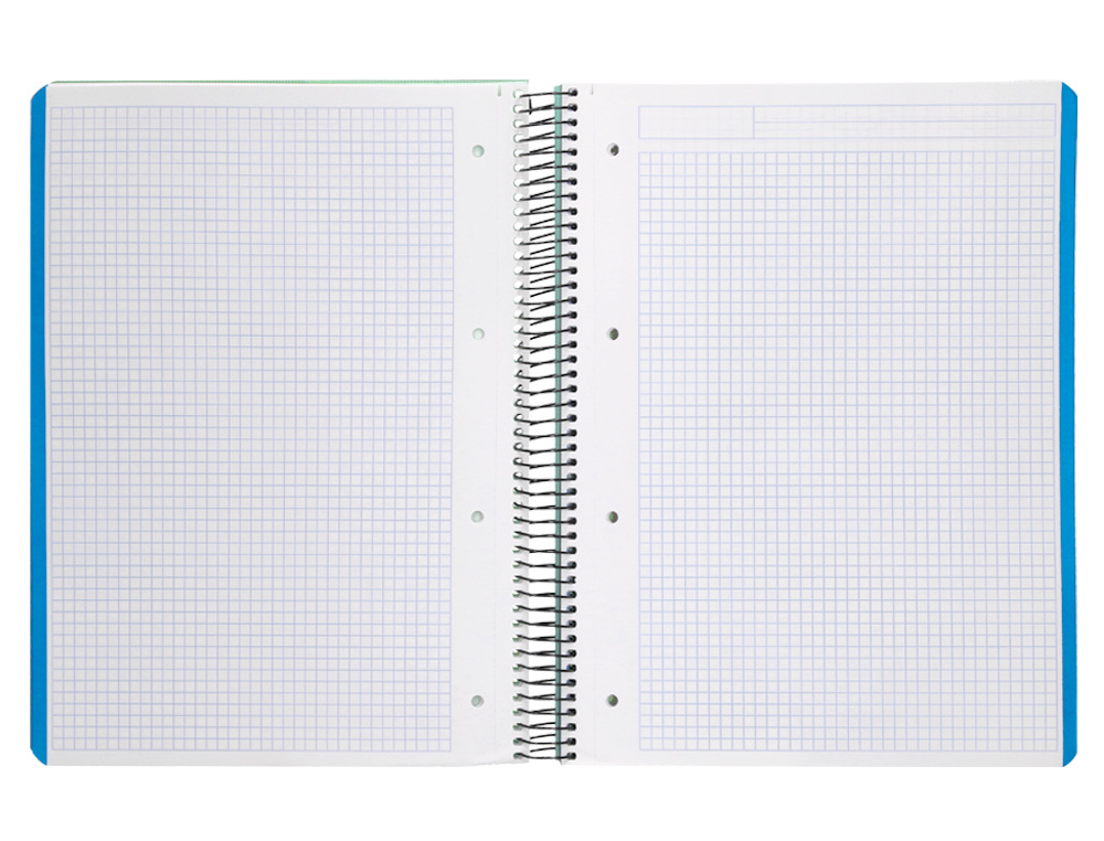 CADERNO ESPIRAL LIDERPAPEL WONDER MICRO DIN A4 CAPA PLASTICO 120 F 90 GR QUADRICULA 5 MM 5 BANDAS DE CORES 4 FUROS VERDE