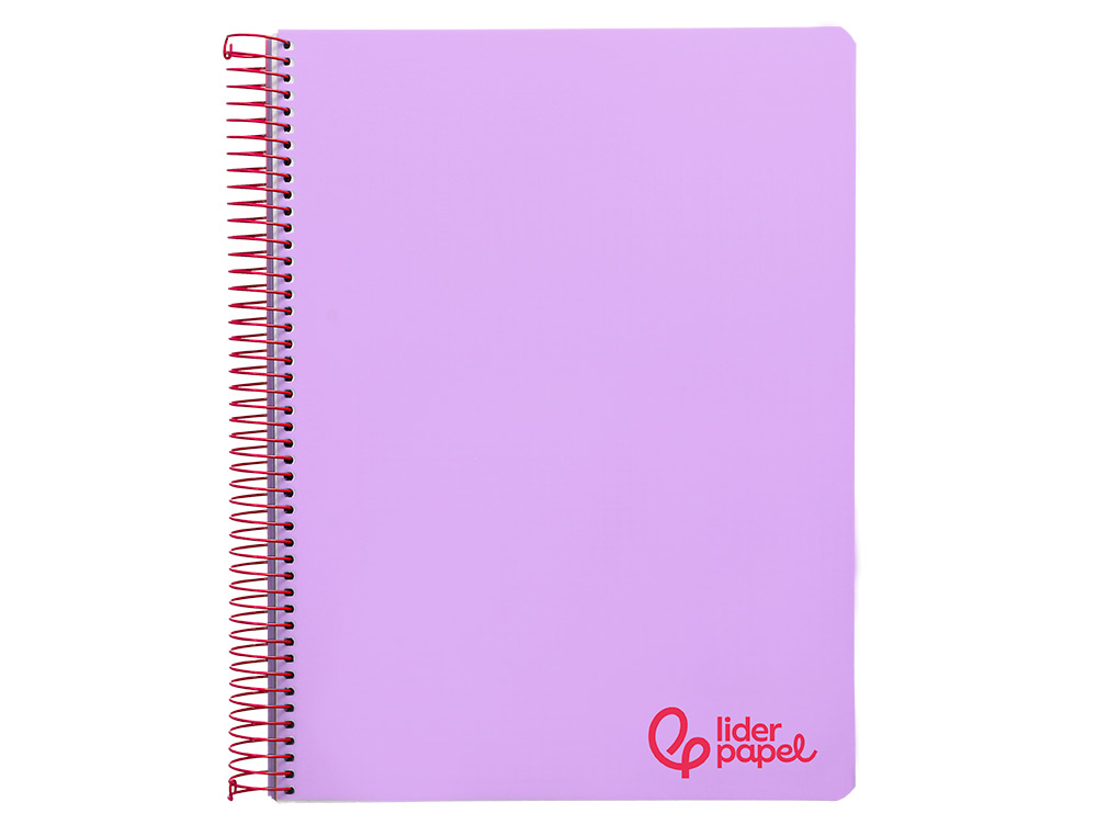 CADERNO ESPIRAL LIDERPAPEL WONDER MICRO DIN A4 CAPA PLASTICO 120 F 90 GR QUADRICULA 5 MM 5 BANDAS DE CORES 4 FUROS VIOLE