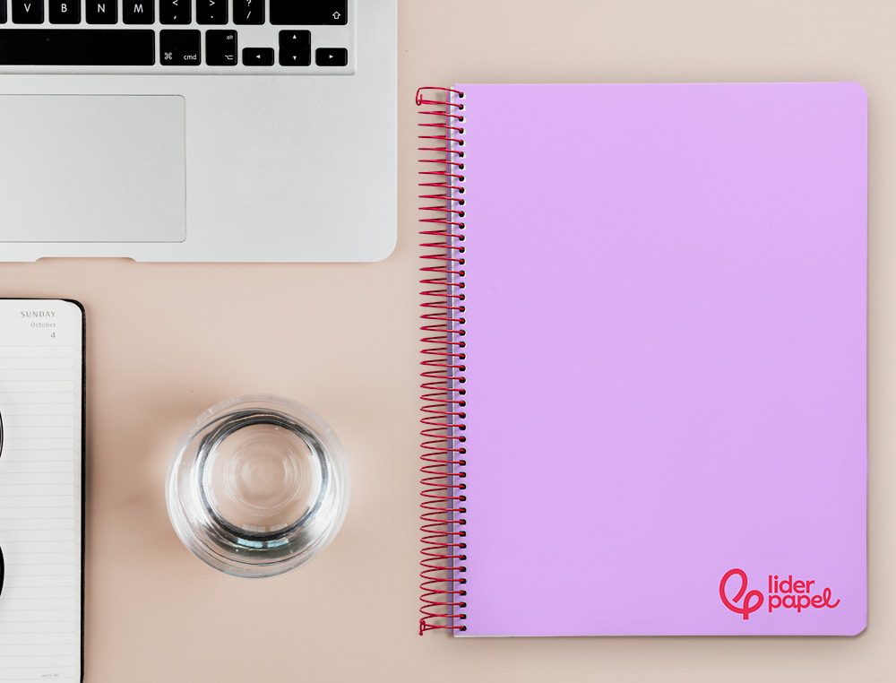 CADERNO ESPIRAL LIDERPAPEL WONDER MICRO DIN A4 CAPA PLASTICO 120 F 90 GR QUADRICULA 5 MM 5 BANDAS DE CORES 4 FUROS VIOLE