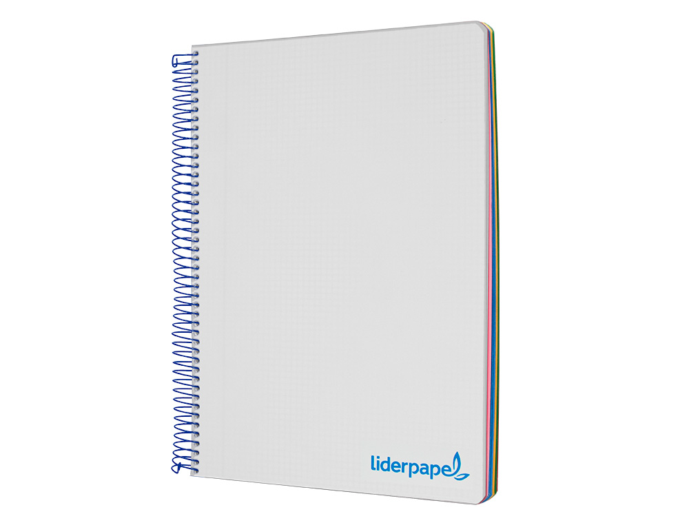 CADERNO ESPIRAL LIDERPAPEL WONDER MICRO DIN A4 CAPA PLASTICO 120 F 90 GR QUADRICULA 5 MM 5 BANDAS DE CORES 4 FUROS TURQU