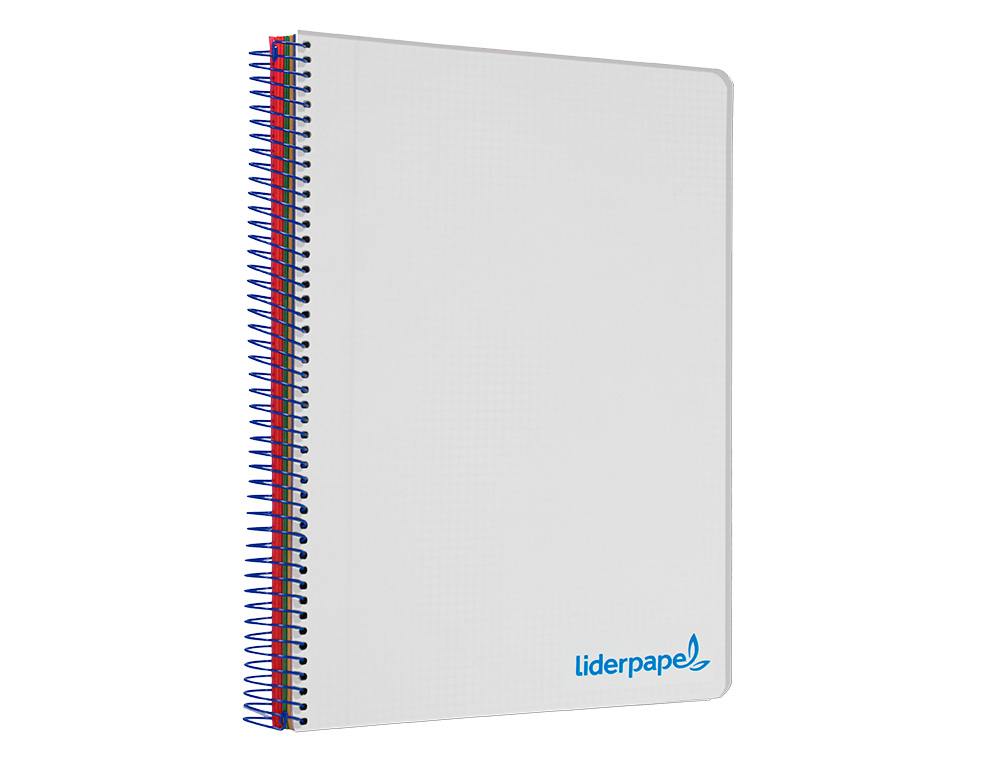 CADERNO ESPIRAL LIDERPAPEL WONDER MICRO DIN A4 CAPA PLASTICO 120 F 90 GR QUADRICULA 5 MM 5 BANDAS DE CORES 4 FUROS TURQU