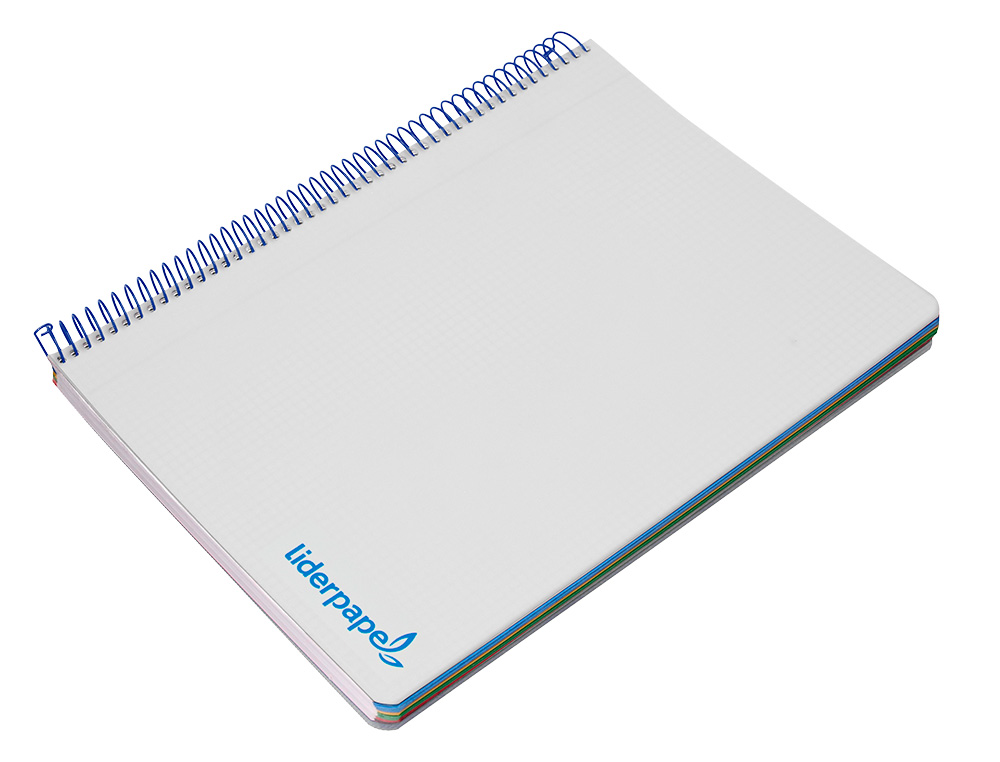 CADERNO ESPIRAL LIDERPAPEL WONDER MICRO DIN A4 CAPA PLASTICO 120 F 90 GR QUADRICULA 5 MM 5 BANDAS DE CORES 4 FUROS TURQU