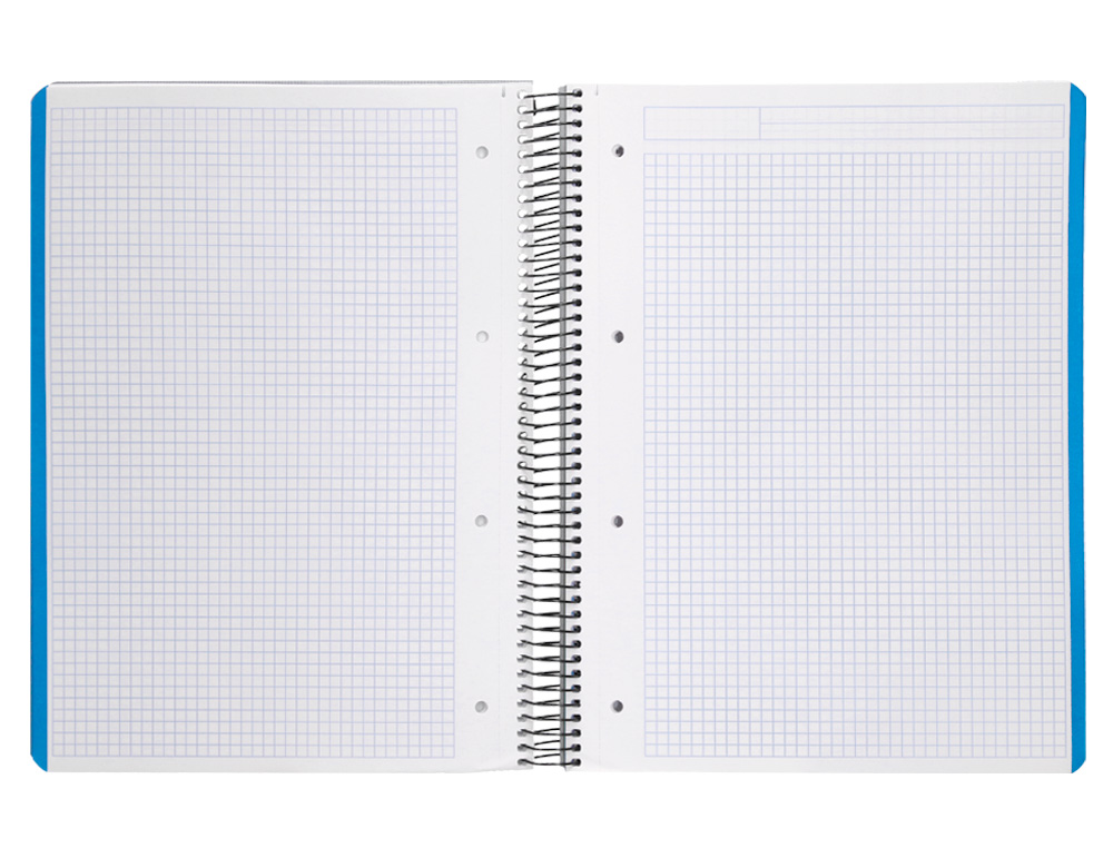 CADERNO ESPIRAL LIDERPAPEL WONDER MICRO DIN A4 CAPA PLASTICO 120 F 90 GR QUADRICULA 5 MM 5 BANDAS DE CORES 4 FUROS TURQU