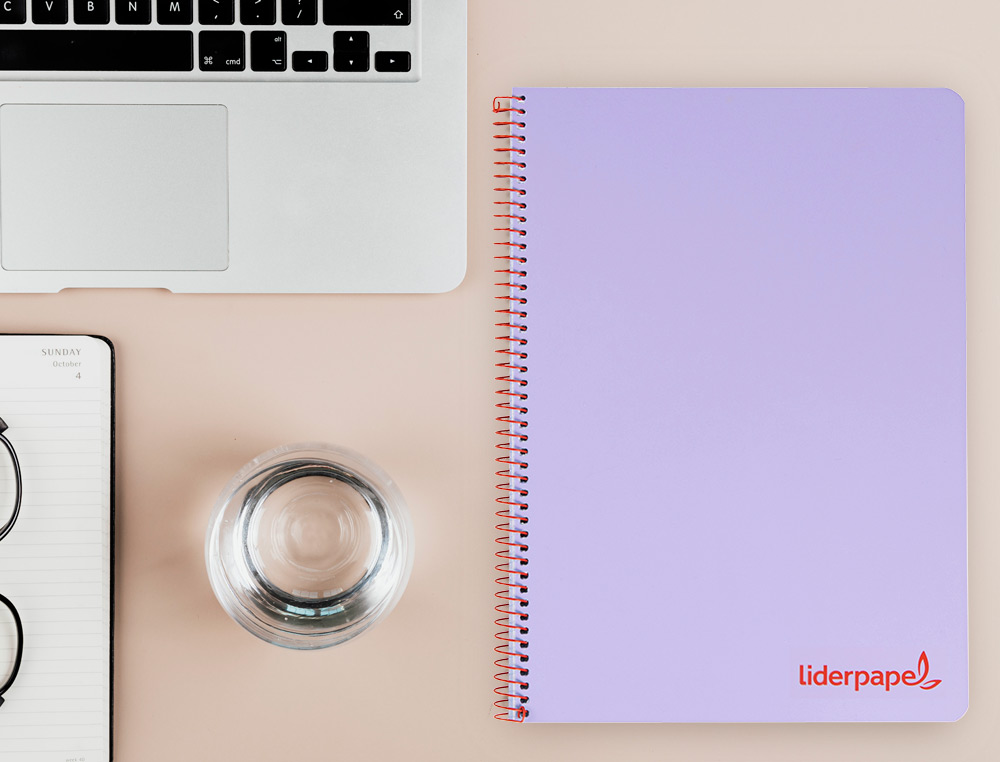 CADERNO ESPIRAL LIDERPAPEL A4 WONDER CAPA PLASTICO 80F 90GR QUADRICULA 4MM COM MARGEM VIOLETA