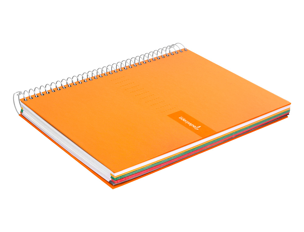 CADERNO ESPIRAL LIDERPAPEL CRAFTY MICRO DIN A5 CAPA FORRADA 120 F 90 GR QUADRICULA 5MM 5 BANDAS DE CORES 6 FUROS COR LAR