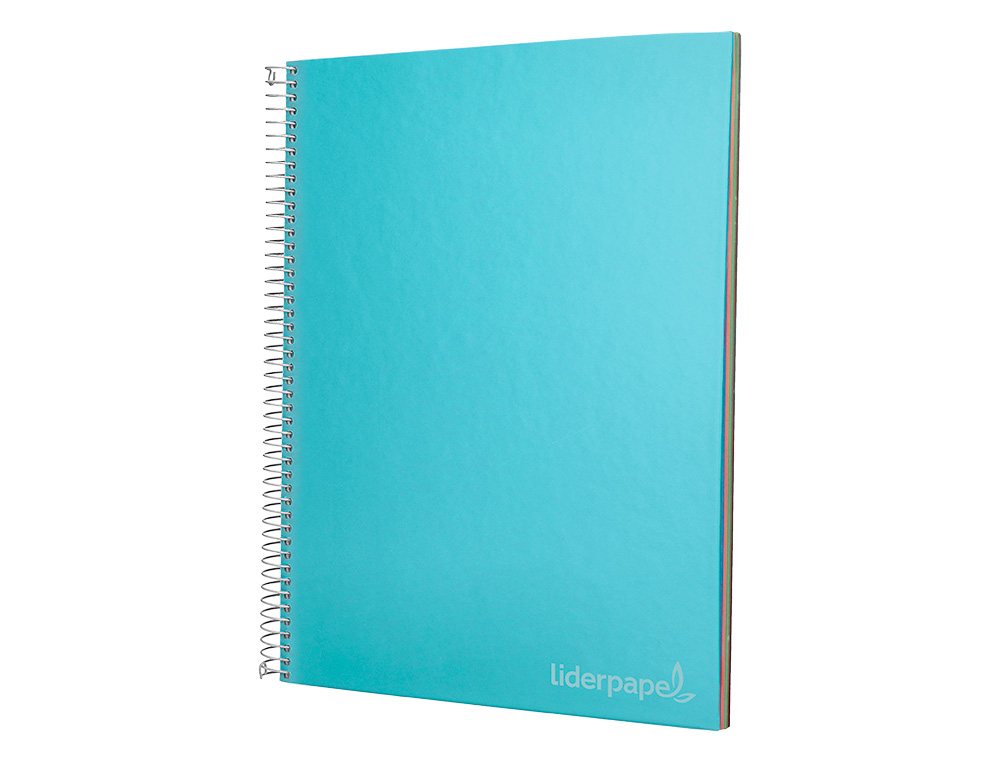 CADERNO ESPIRAL LIDERPAPEL JOLLY MICRO DIN A4 CAPA FORRADA 140 F 75 GR QUADRICULA 5MM 5 BANDAS DE CORES 4 FUROS COR CELE