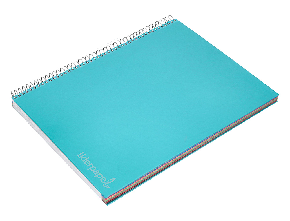 CADERNO ESPIRAL LIDERPAPEL JOLLY MICRO DIN A4 CAPA FORRADA 140 F 75 GR QUADRICULA 5MM 5 BANDAS DE CORES 4 FUROS COR CELE