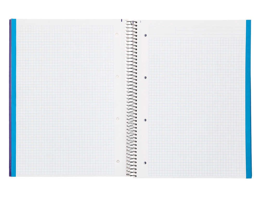 CADERNO ESPIRAL LIDERPAPEL JOLLY MICRO DIN A4 CAPA FORRADA 140 F 75 GR QUADRICULA 5MM 5 BANDAS DE CORES 4 FUROS COR LILA