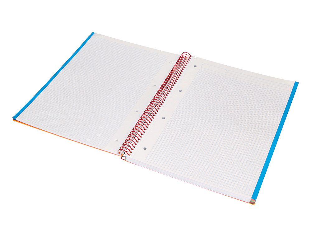 CADERNO ESPIRAL LIDERPAPEL JOLLY MICRO DIN A4 CAPA FORRADA 140 F 75 GR QUADRICULA 5MM 5 BANDAS DE CORES 4 FUROS COR LARA