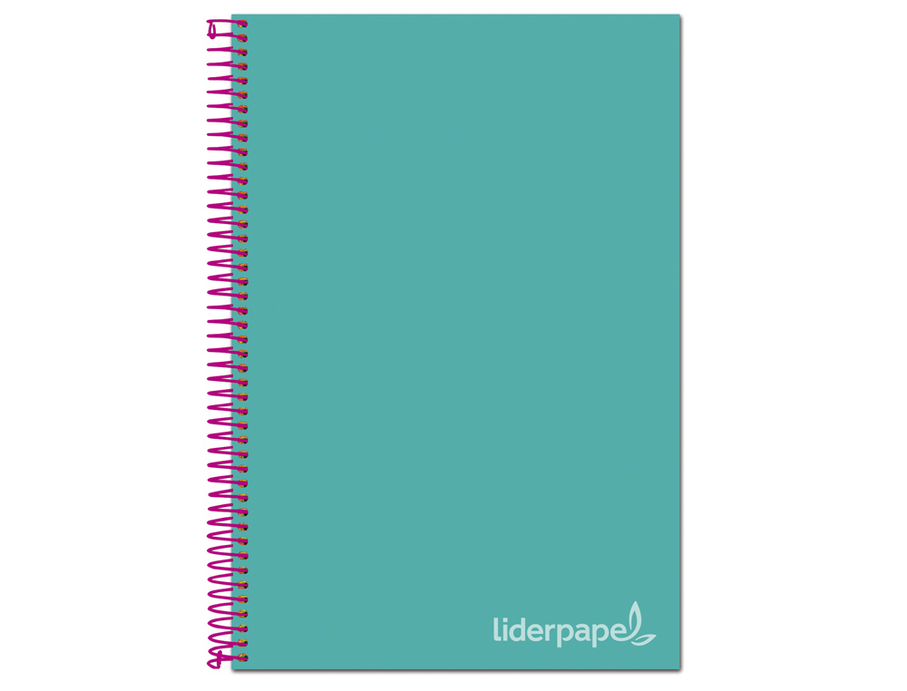 CADERNO ESPIRAL LIDERPAPEL JOLLY MICRO DIN A4 CAPA FORRADA 140 F 75 GR QUADRICULA 5MM 5 BANDAS DE CORES 4 FUROS COR TURQ