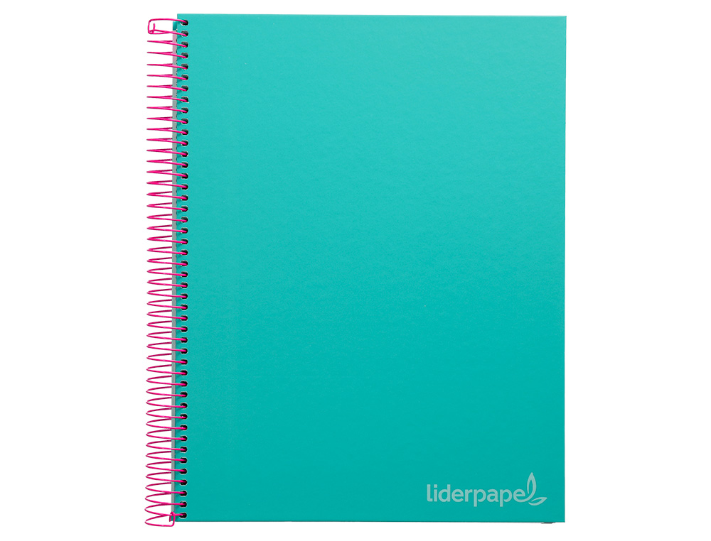 CADERNO ESPIRAL LIDERPAPEL JOLLY MICRO DIN A4 CAPA FORRADA 140 F 75 GR QUADRICULA 5MM 5 BANDAS DE CORES 4 FUROS COR TURQ