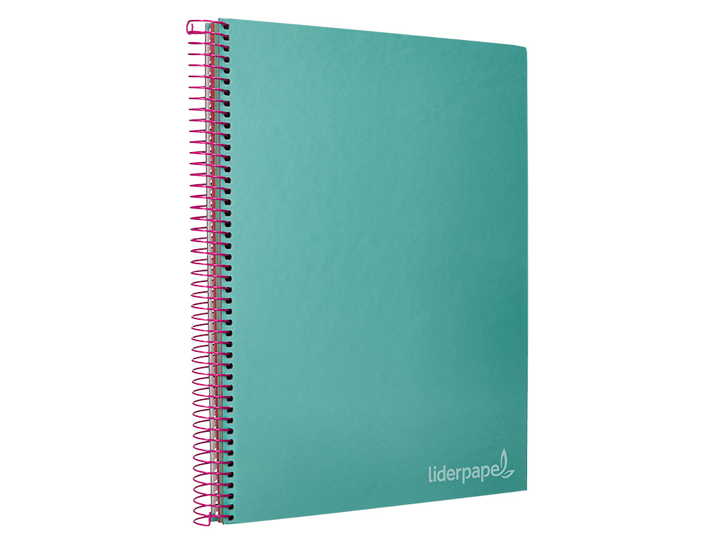 CADERNO ESPIRAL LIDERPAPEL JOLLY MICRO DIN A4 CAPA FORRADA 140 F 75 GR QUADRICULA 5MM 5 BANDAS DE CORES 4 FUROS COR TURQ