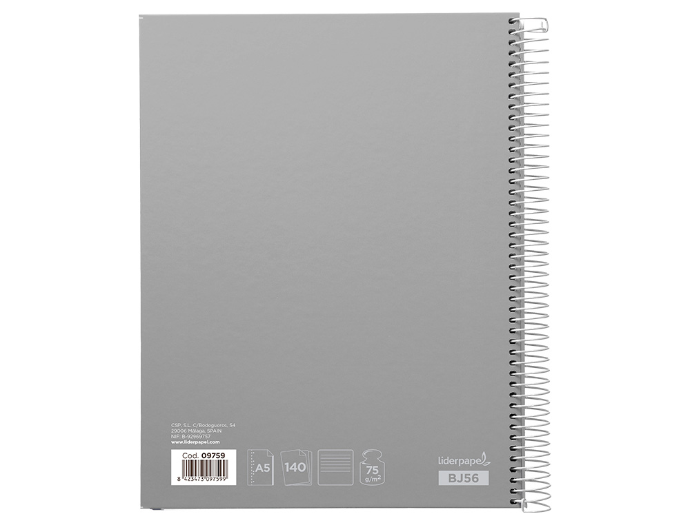 CADERNO ESPIRAL LIDERPAPEL JOLLY MICRO DIN A5 CAPA FORRADA 140 F 75 GR PAUTADO 5 BANDAS DE CORES 6 FUROS CORES SORTIDAS