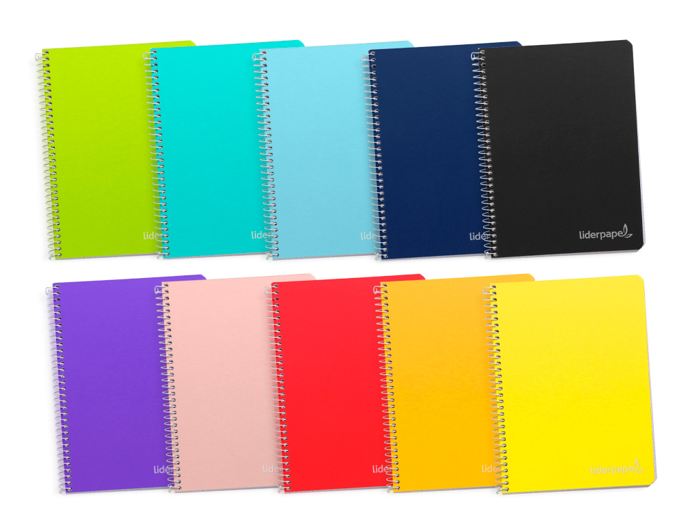 CADERNO ESPIRAL LIDERPAPEL DIN A4 WITTY CAPA DURA 140 F 75GR QUADRICULA 5MM 5 BANDAS DE CORES 4 FUROS CORES SORTIDAS