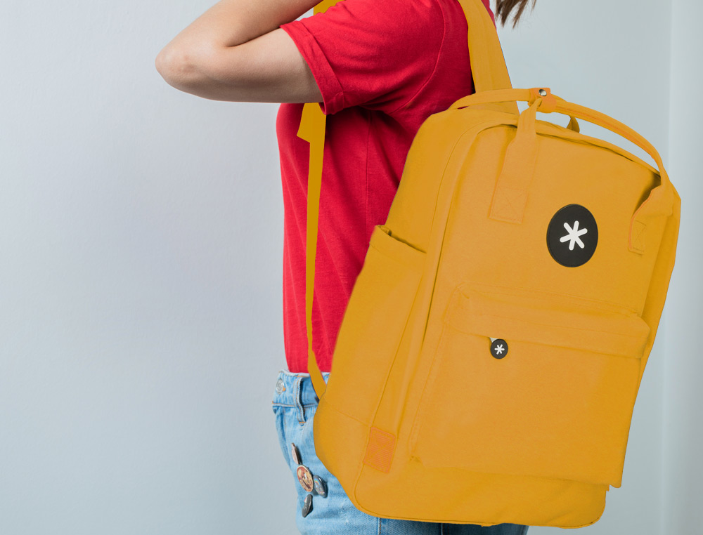 MOCHILA 2 ASAS E BOLSOS EXTERIORES MOSTARDA 300X115X390 MM