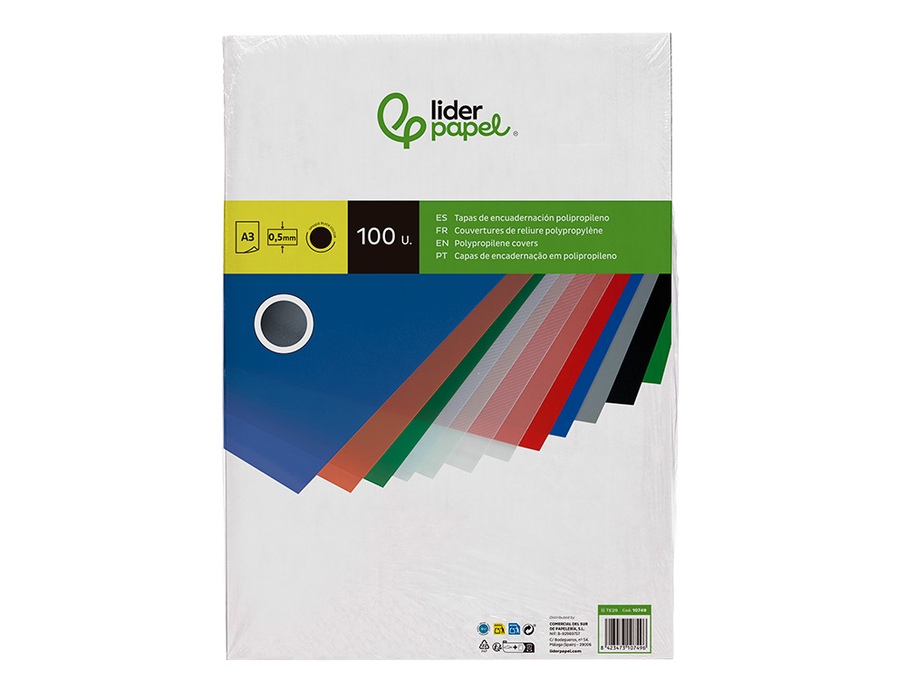 CAPA DE ENCADERNACAO LIDERPAPEL POLIPROPILENO DIN A3 0.5 MM PRETA OPACA PACK DE 100 UNIDADES