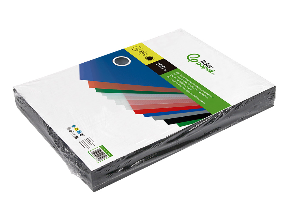 CAPA DE ENCADERNACAO LIDERPAPEL POLIPROPILENO DIN A3 0.5 MM PRETA OPACA PACK DE 100 UNIDADES