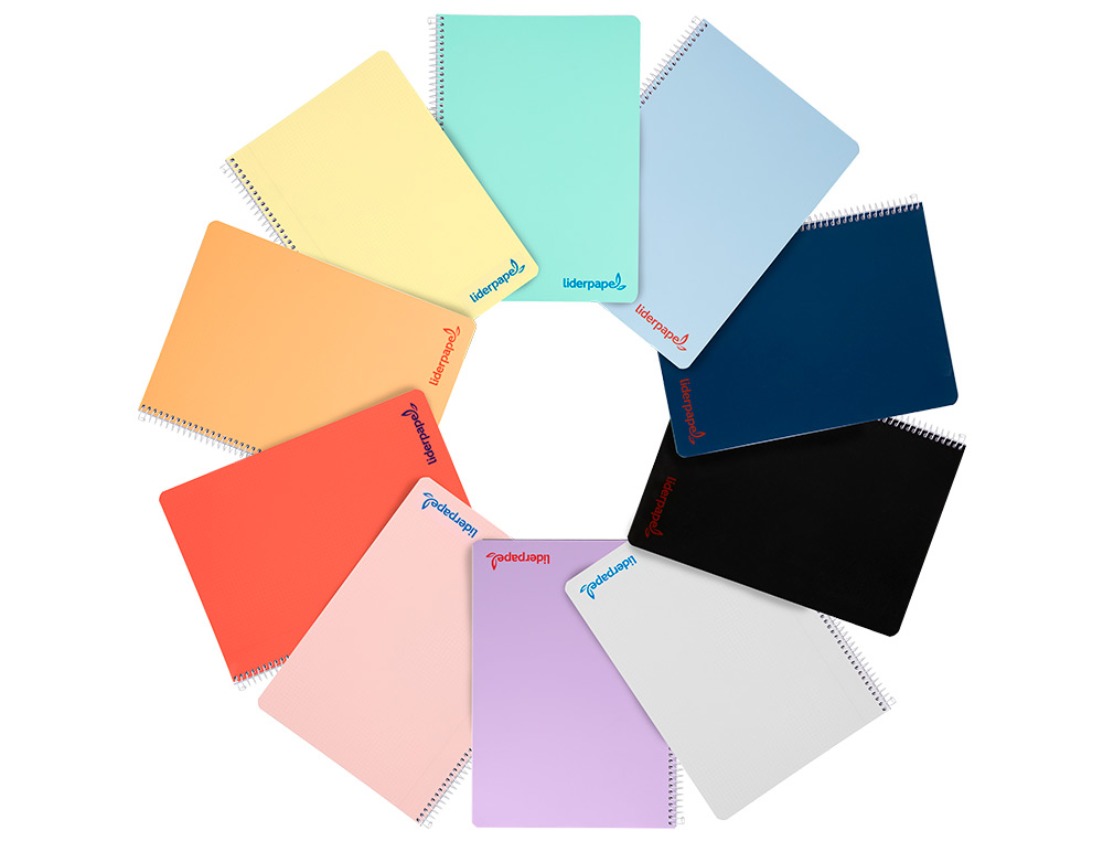 CADERNO ESPIRAL LIDERPAPEL WONDER DIN A4 CAPA PLASTICO 80 F 90 GR LISO CORES SORTIDAS