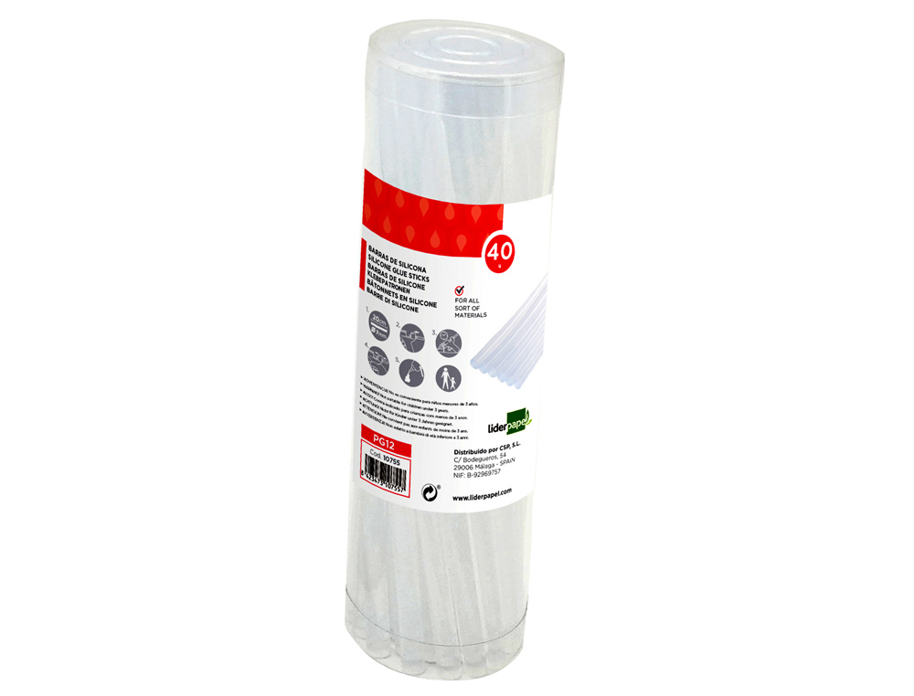 BARRA COLA TERMOFUSIVEL LIDERPAPEL 7 MM DIAMETRO X 200 MM COMPRIMENTO CAIXA DE 40 UNIDADES