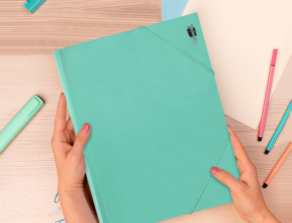 PASTA LIDERPAPEL COM ELASTICOS ABAS POLIPROPILENO DIN A4 VERDE MAÇA OPACO