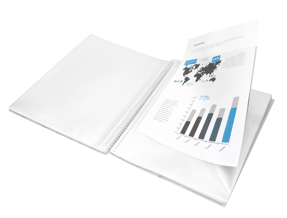 CAPA CATALOGO LIDERPAPEL COM ESPIRAL 80 BOLSAS POLIPROPILENO DIN A4 TRANSPARENTE