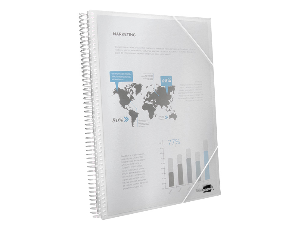 CAPA CATALOGO LIDERPAPEL COM ESPIRAL 20 BOLSAS POLIPROPILENO DIN A5 TRANSPARENTE