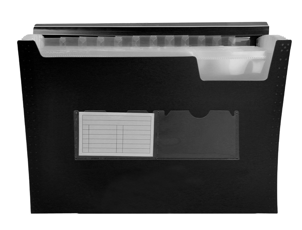PASTA CLASSIFICADORA COM FOLE LIDERPAPEL POLIPROPILENO DIN A4 PRETO OPACO 13 DEPARTAMENTOS
