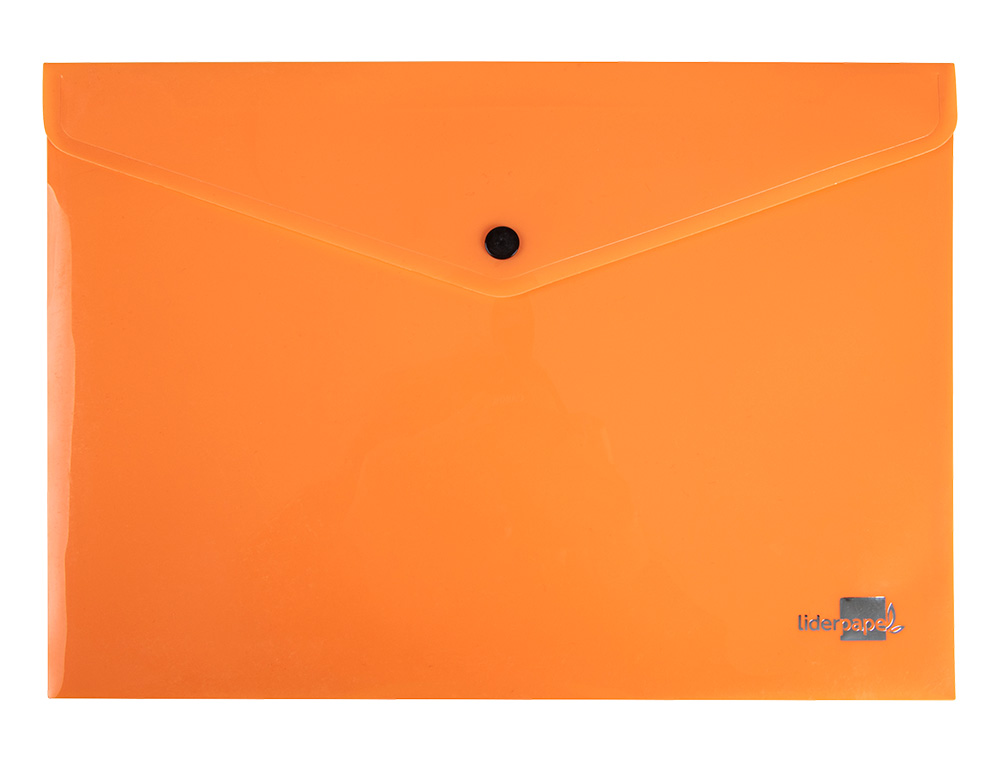 BOLSA PORTA DOCUMENTOS LIDERPAPEL COM MOLA DIN A4 LARANJA FLUOR OPACO 50 FOLHAS
