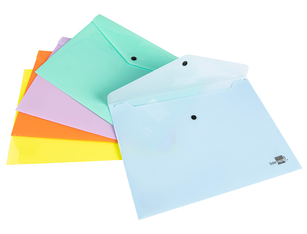 BOLSA PORTA DOCUMENTOS LIDERPAPEL COM MOLA DIN A4 CELESTE OPACO 50 FOLHAS