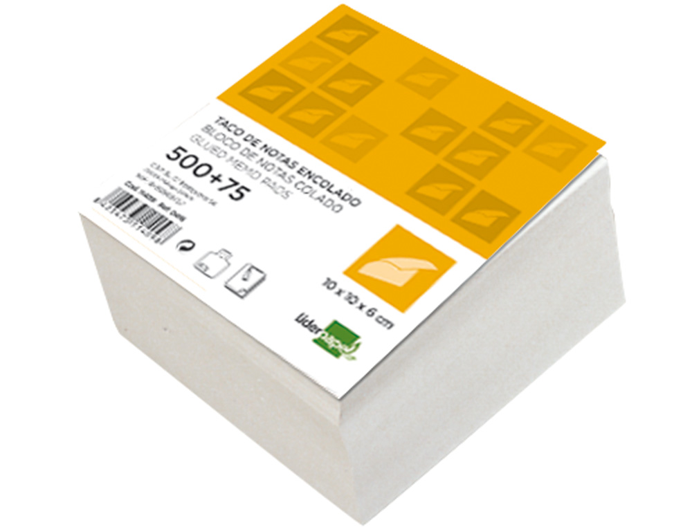 BLOCO NOTAS LIDERPAPEL COLADO BRANCO 100X100X60MM