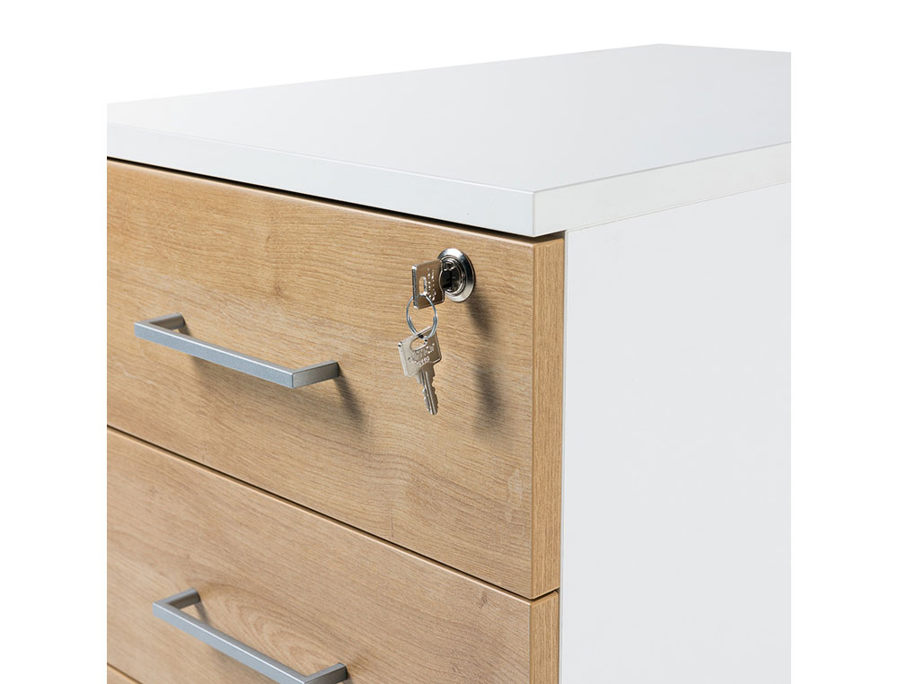 ARMARIO ROCADA COM DOIS GAVETAS SERIE STORE 58X40X59,5 CM ACABAMENTO AB04 ALUMINIO/BRANCO
