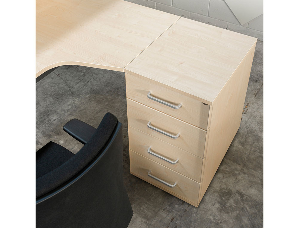 ARMARIO ROCADA COM QUATRO GAVETAS SERIE STORE 60X50X72 CM ACABAMENTO AB01 ALUMINIO/FAIA