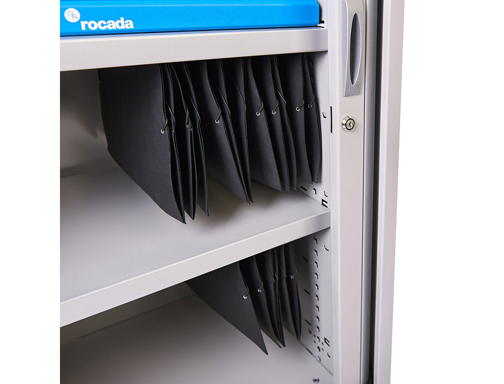 ARMARIO METALICO ROCADA DOIS PORTAS TIPO PERSIANA INCLUI DOIS PRATELEIRA SERIE STORE 105X80X45 CM ACABAMENTO AC00 CINZA/