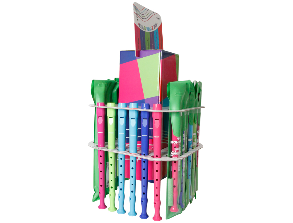 FLAUTA HOHNER GAMA DE CORES EXPOSITOR DE SECRETARIA DE 36 UNIDADES SORTIDAS 6 POR COR 140X140X400 MM