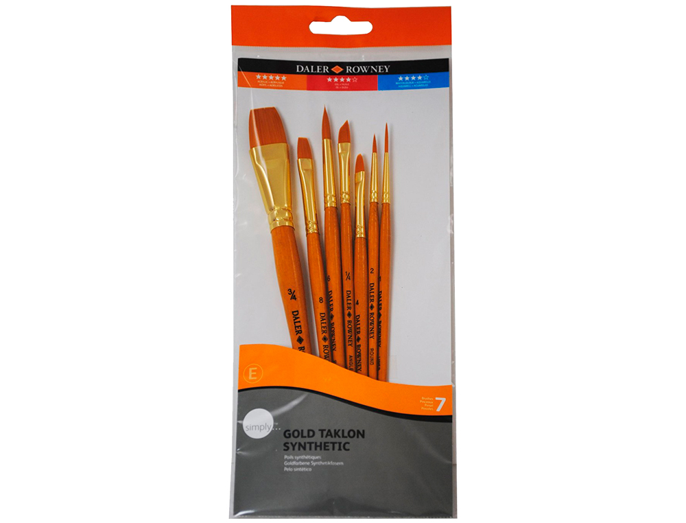 PINCEIS DALER ROWNEY SIMPLY ART CABO DOURADO BLISTER DE 7 UNIDADES