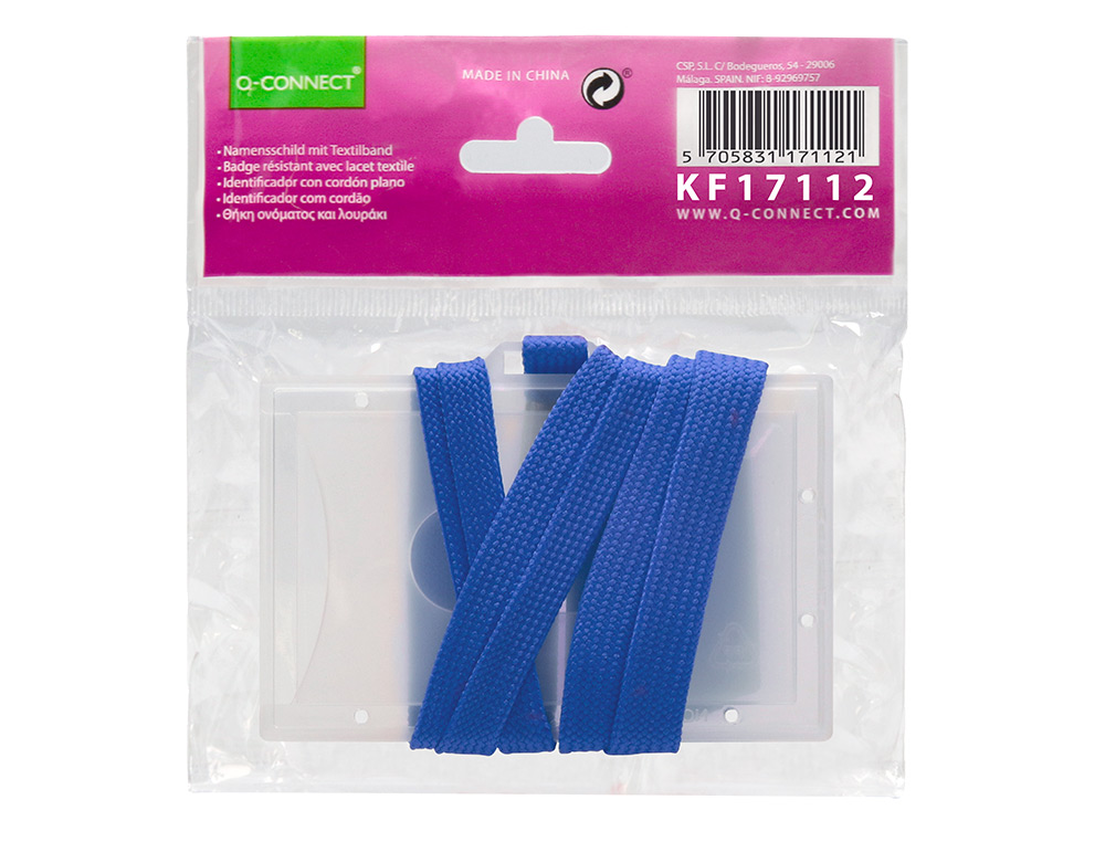 IDENTIFICADOR Q-CONNECT KF17112 COM CORDAO PLANO AZUL E ABERTURA LATERAL 94X60 MM