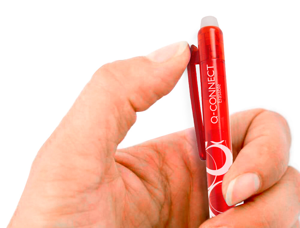 ESFEROGRAFICA Q-CONNECT RETRATIL APAGAVEL 0,7 MM COR VERMELHO