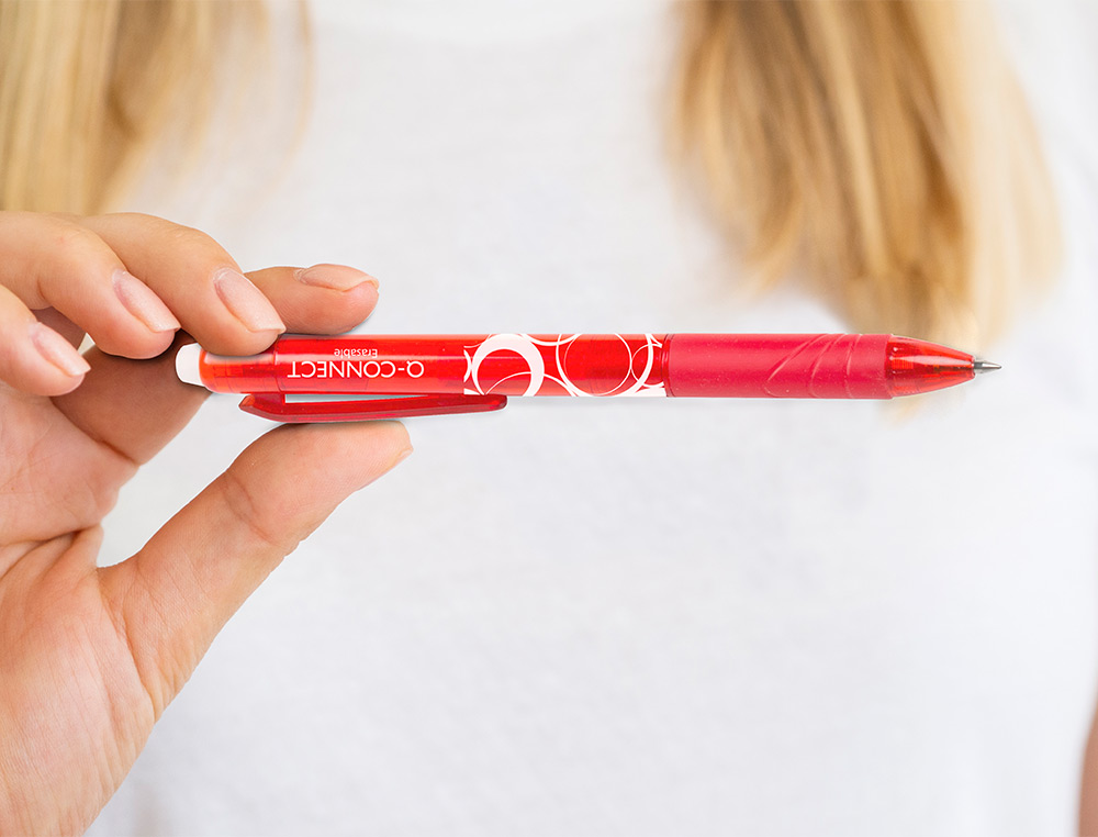 ESFEROGRAFICA Q-CONNECT RETRATIL APAGAVEL 0,7 MM COR VERMELHO