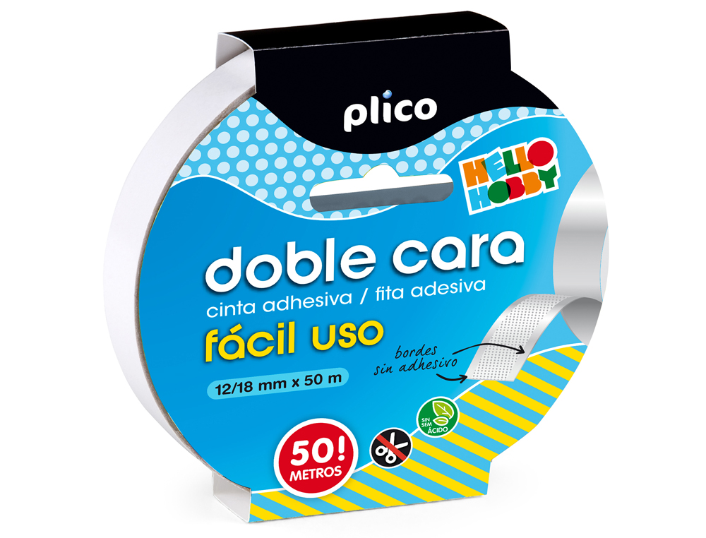 FITA ADESIVA PLICO DUPLA FACE FACIL USO 12/18 MM X 50 M