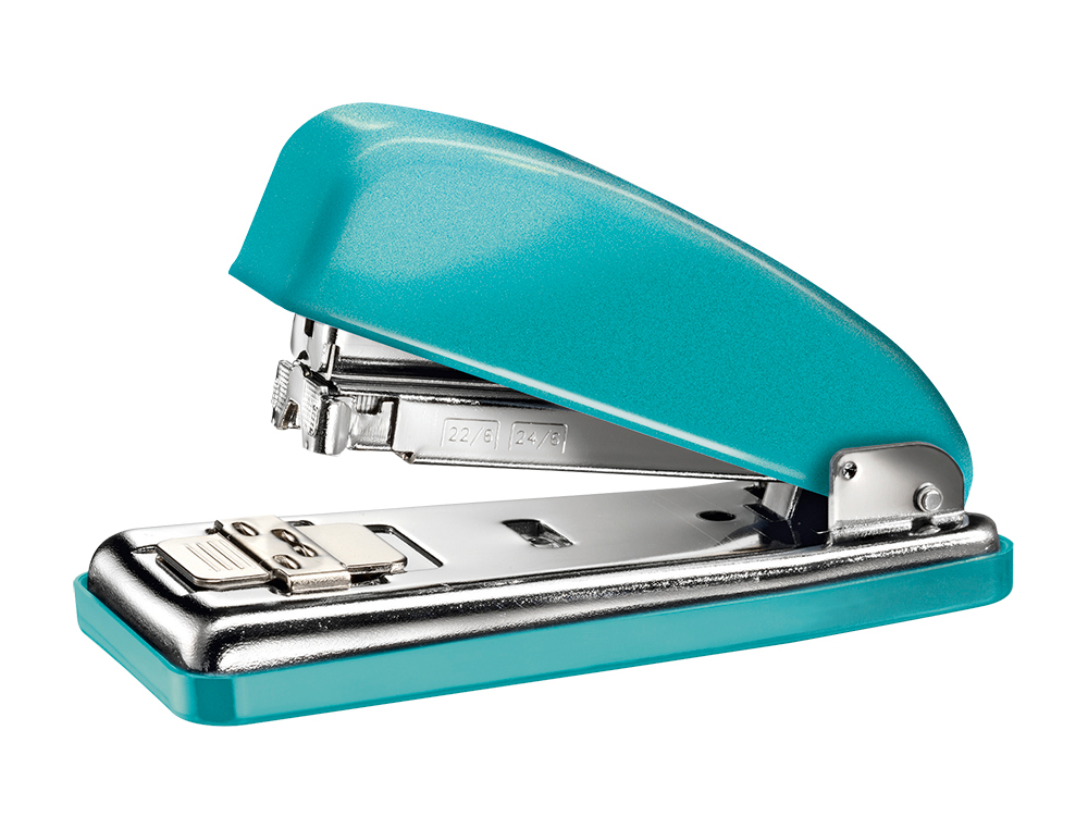 AGRAFADOR PETRUS 226 CLASSIC WOW TURQUESA METALIZADO CAPACIDADE 30 FOLHAS EM BLISTER