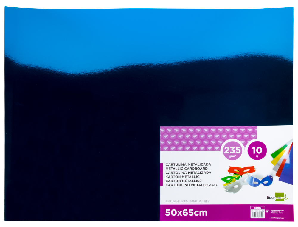 CARTOLINA LIDERPAPEL METALIZADA 50X65 CM 235 GR AZUL