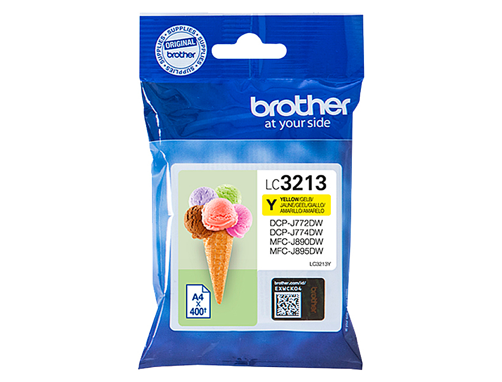 TINTEIRO BROTHER LC3213 DCP-J572 / DCP-J772 / DCP-J774 / MFC-J890 / MFC-J895 AMARELO 400 PAG