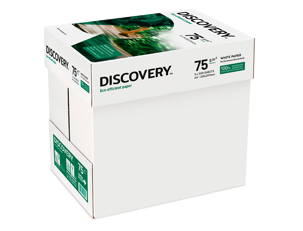 PAPEL FOTOCOPIA DISCOVERY FAST DIN A4 75 GR PAPEL MULTIUSO TINTEIRO E LASER CAIXA DE 2500 FOLHAS