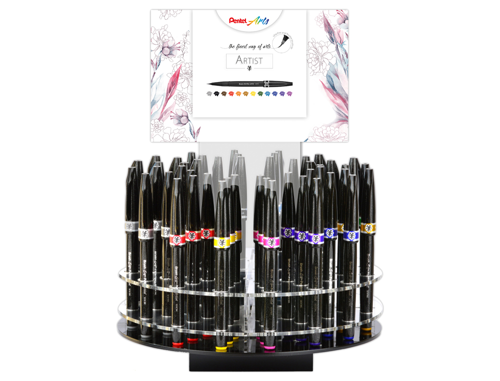EXPOSITOR PENTEL ARTIST ROTATIVO COM 4 DUZIAS EM 12 CORES SORTIDAS