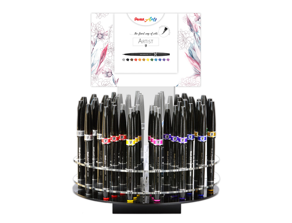 EXPOSITOR PENTEL ARTIST ROTATIVO COM 4 DUZIAS EM 12 CORES SORTIDAS