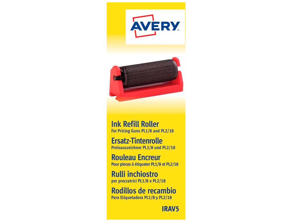ROLO DE TINTA AVERY PARA ETIQUETADORA PL1/8 E PL2/18 COR PRETA CAIXA DE 5 UNIDADES