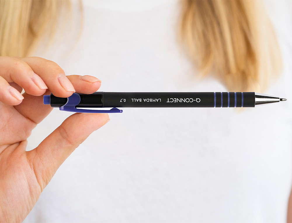 ESFEROGRAFICA Q-CONNECT RETRATIL COM GRIP 0,7 MM COR AZUL