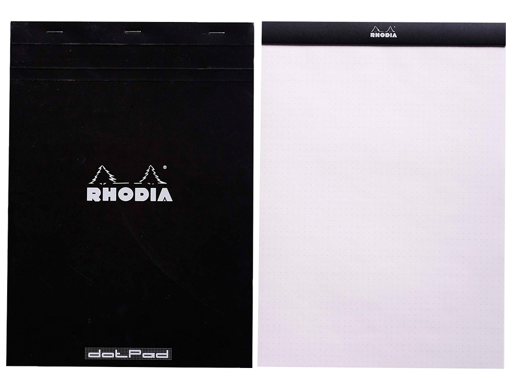 BLOCO DE NOTAS RHODIA BLACK DOT PAD DIN A4 80 F 80 GR LISO COM PONTOS PRETOS 5 MM PERFURADO